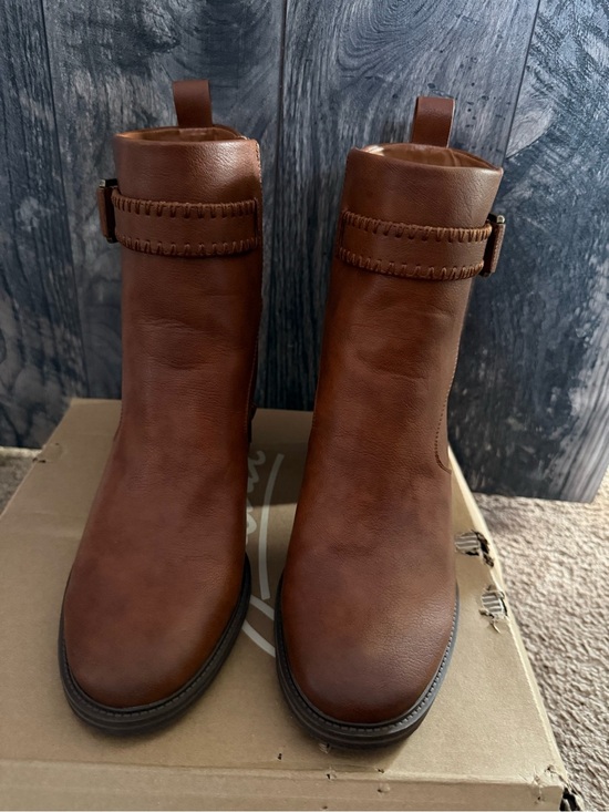 Shoes - Women's Brown Leather Ankle Boots - Classic Pull-On Style